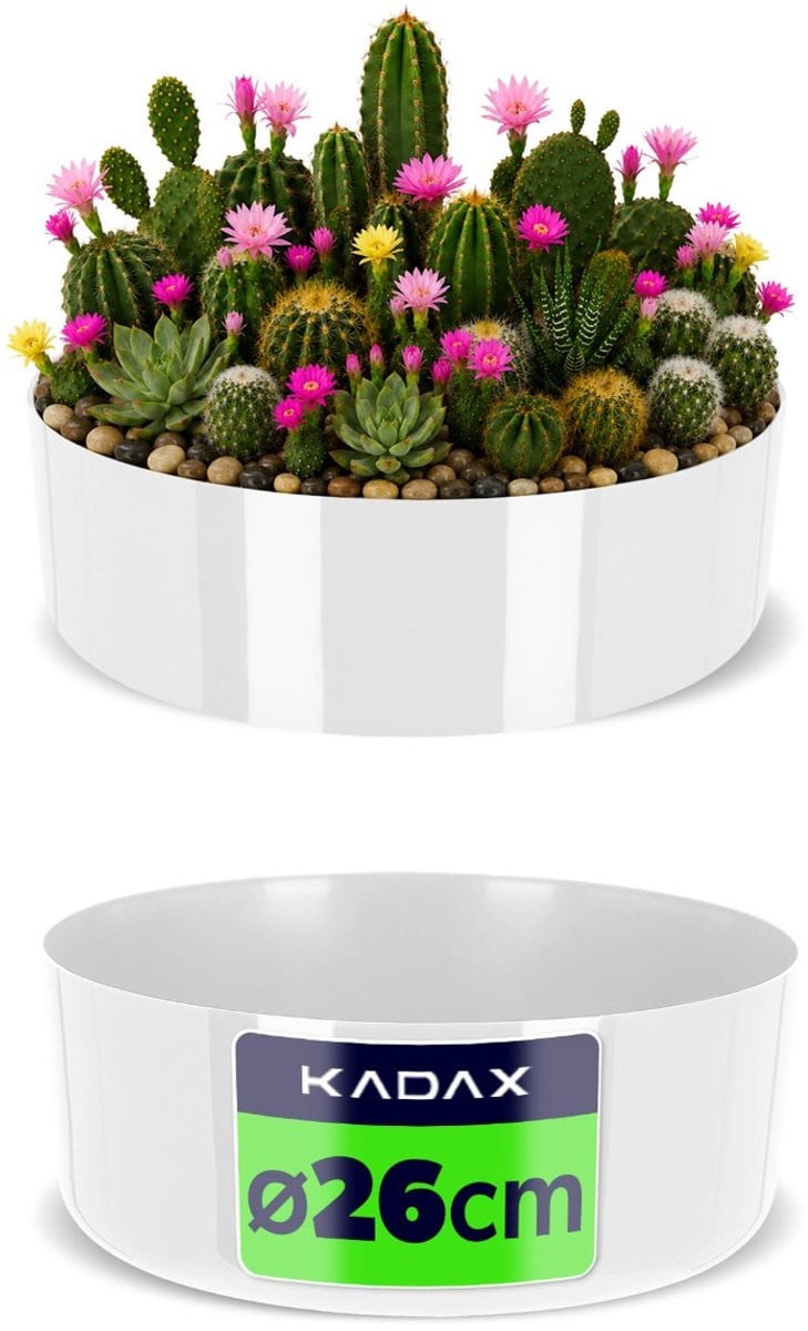 KADAX Bloemenschaal Wit, Ronde Kunststof Plantenbak met Diameter: 26 cm