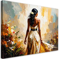 LEINWANDBILD Abstraktion Modische Frau im Kleid 90x60cm