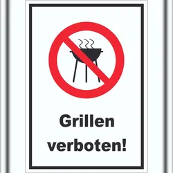 HB-Druck Grillen verboten Aufkleber A4 (210x297mm)