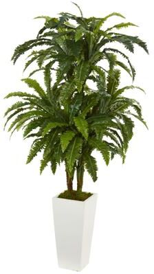 Nearly Natural Marginatum Artificial Plant in White Tower Vase