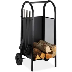 Relaxdays, Zubehör Kerzen + Kamin, Kaminholzwagen