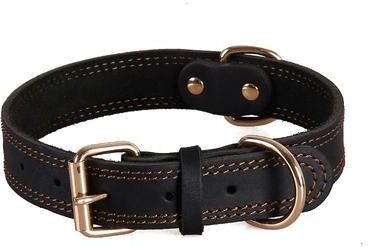 Inspired Finds Benepaw Vintage Genuine Leather Heavy Duty Dog Collar black neck 14.96 19.29in