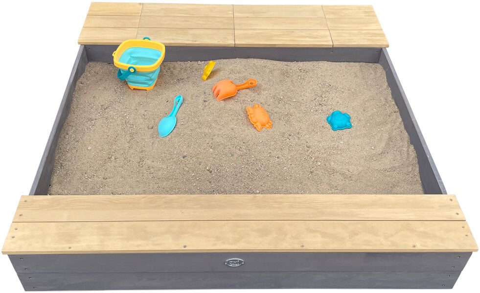 AXI 117cm x 187cm Solid Wood Square Sandbox with Cover Grey/Brown 187cm H X 117cm W X 119cm L