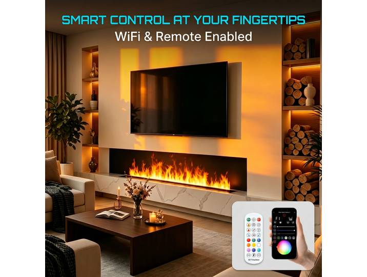 Cheminée électrique à vapeur 3D avec application de contrôle à distance, effet de flamme réaliste, décoration intérieure, cheminée à vapeur intégrée