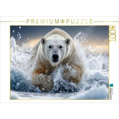 CALVENDO Puzzle Mit voller Kraft ins Wasser - um sich die Beute zu sichern | 1000 Teile Lege-Größe 64x48cm Foto-Puzzle für glückliche Stunden