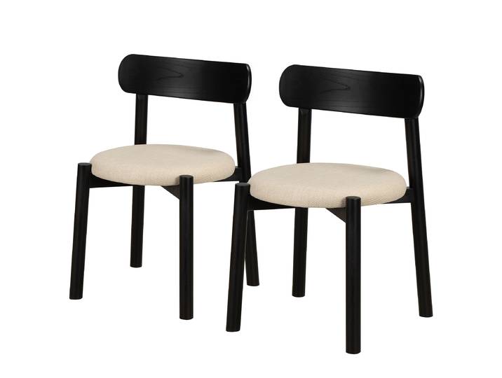 Esszimmerstuhl TARO 2er-Set 49 x 75 x 46cm Beige/Beige/Schwarz
