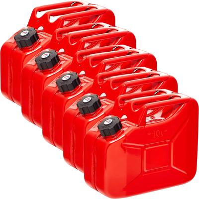 Oxid7® by BW Kraftstoffkanister Metall Benzinkanister 5x 10 Liter mit Schraubverschluss, Rot, RAL 3000, TÜV-geprüft & UN-Zulassung, Made in Europe