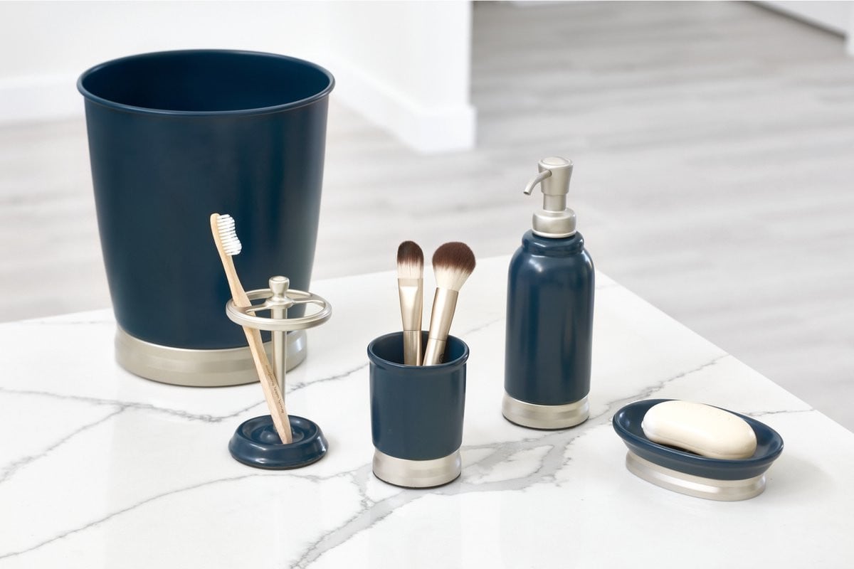iDesign Bexley Zeepblokhouder - Blauw - Keramiek/Kunststof