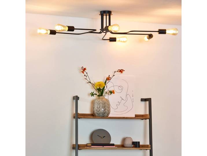 Lucide Deckenleuchte Lester, dimmbar, schwarz, für Wohn- / Esszimmer, Metall, Modern