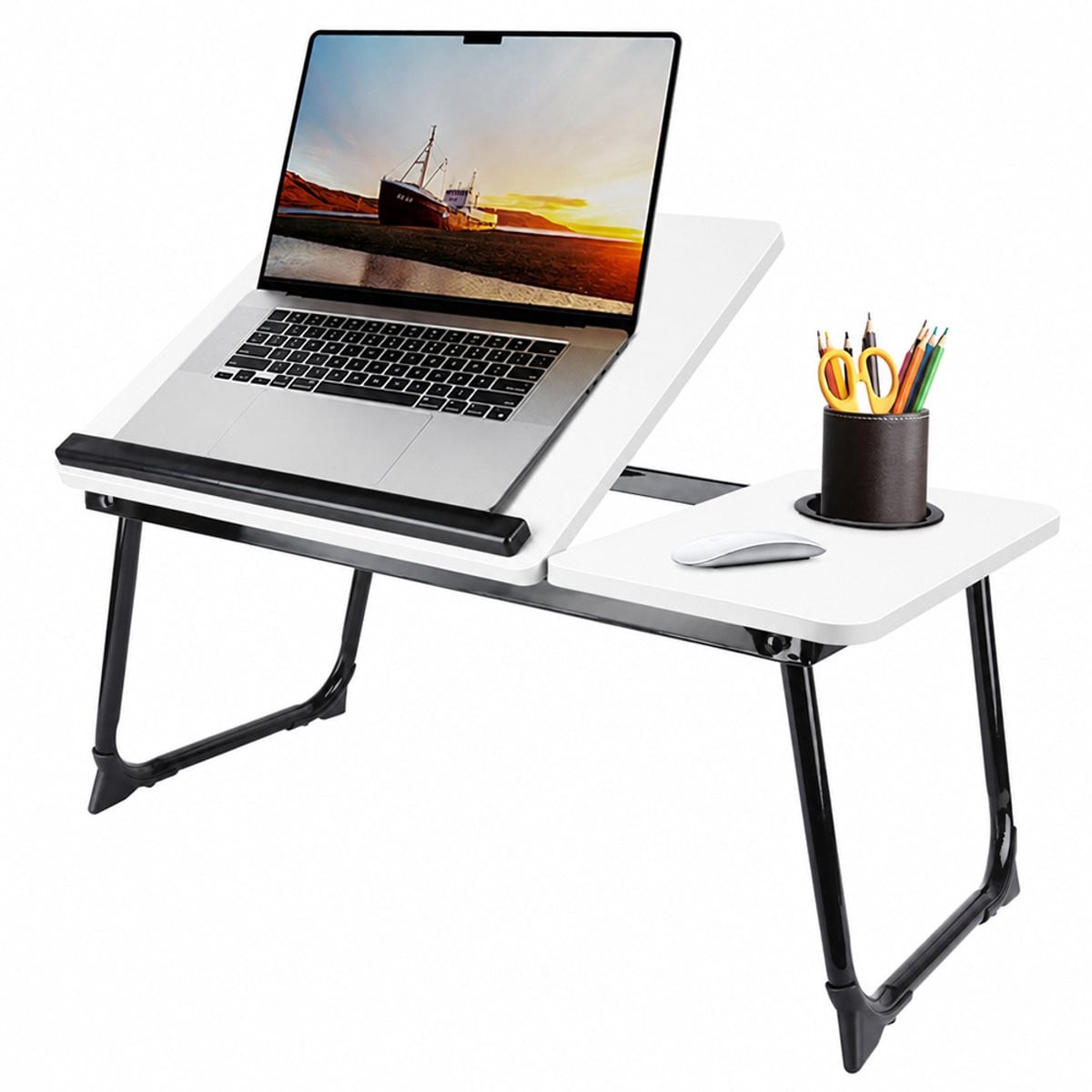 PIPIPOXER Inklapbare Bedtafel voor laptop, tablet en ontbijt - Wit