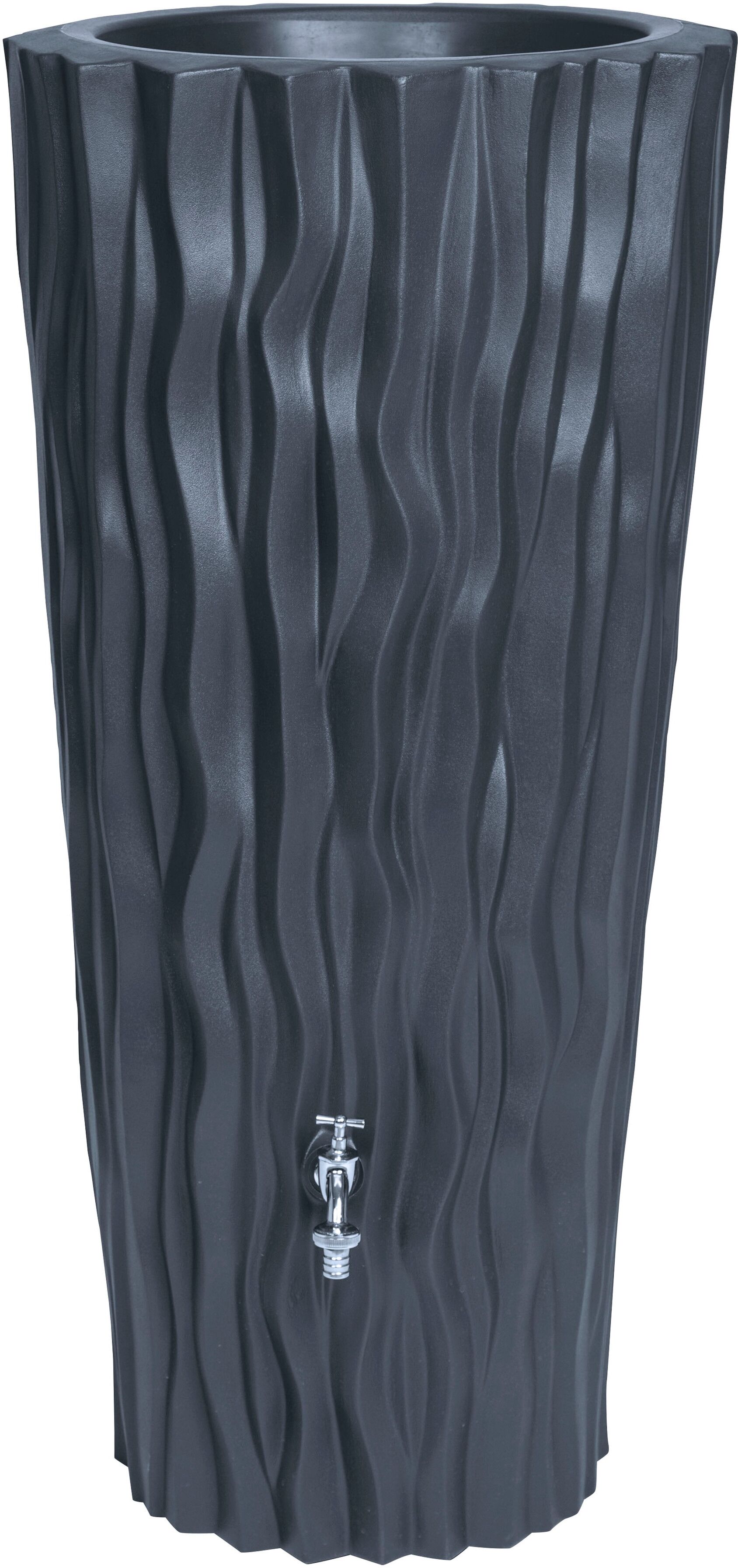 Regenwassertank ARVES "Alana Flower", grau (anthrazit), H:116cm Ø:54,5cm, Kunststoff, Regentonnen