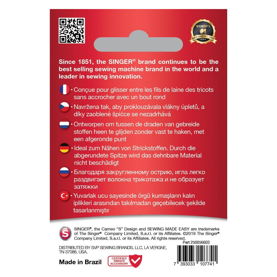 Singer BALLPOINT Nähmschinennadel, 70/10, 5er Pack (33012870)