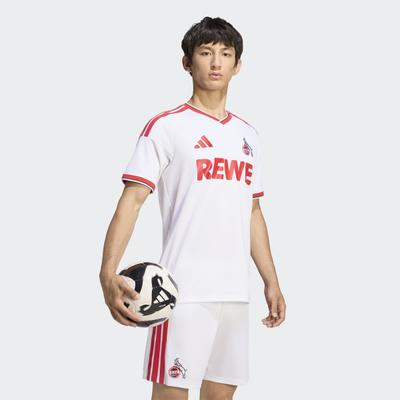 Fußballtrikot ADIDAS PERFORMANCE "1. FC KÖLN 26/27 HEIMTRIKOT", Herren, Gr. L, weiß, Obermaterial: 100% Polyester, V-Ausschnitt, Trikots Fußballtrikot, mit Climacool-Technologie, mit V-Ausschnitt, mit Thermodruck-Detail