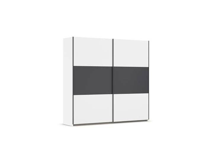 Rauch Möbel NEO, Schwebetürenschrank, Weiß/Grau metallic, Breite 218 cm