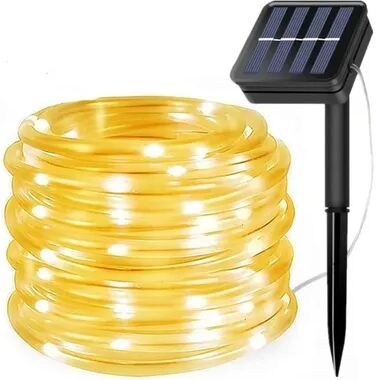 Discount Dollar Deals LED Waterproof Solar Rope Light, Outdoor Fairy String Lights For Garden, Lawn, Yard, Fence warm Light 32m300leds