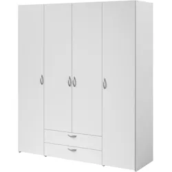 KLEIDERSCHRANK weiß 160 cm 4-türig, Drehtürenschrank
