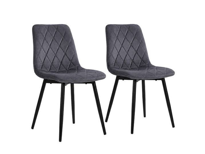 Relaxdays Esszimmerstuhl Anthrazit 2er-Set Samt Metallbeine, Holz, Textil, Metall, 9.84 kg, 43x86x53.5 cm, Esszimmer, Stuhl