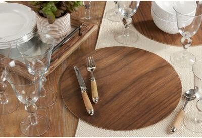 Saro Lifestyle Round Placemats With Wooden Print (Set of 4)