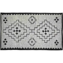 Teppich Omari aus Wolle und Jute, modern, Natur Schwarz, 160x230 cm, für Fußbodenheizung geeignet