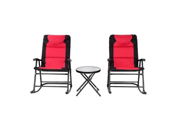 KOMFOTTEU Schaukelstuhl Set mit Beistelltisch, Outdoor-Gartenmöbel-Set