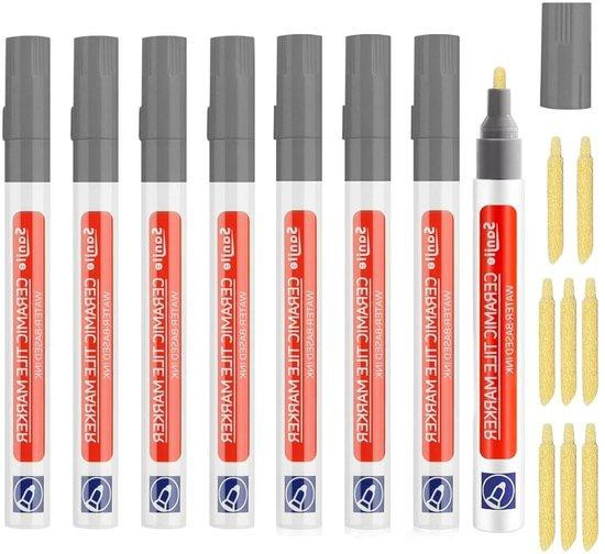 Allecto Plus Voegenstift Grijs, 8 stuks - Waterdichte voegreparatiepen voor badkamer, keuken en laminaat