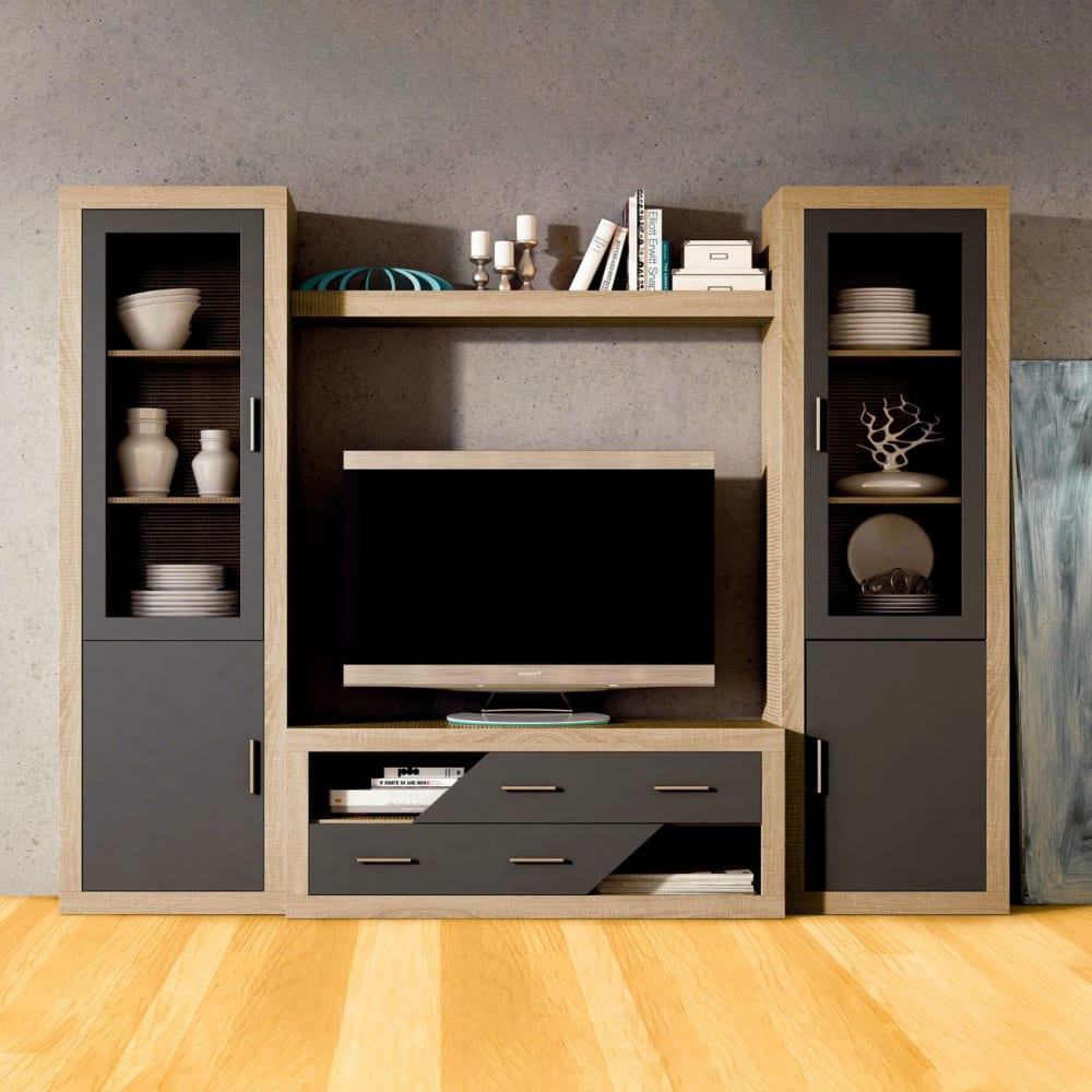 duehome Módulo bajo 2 cajones 130 cm melamina cambria - grafito