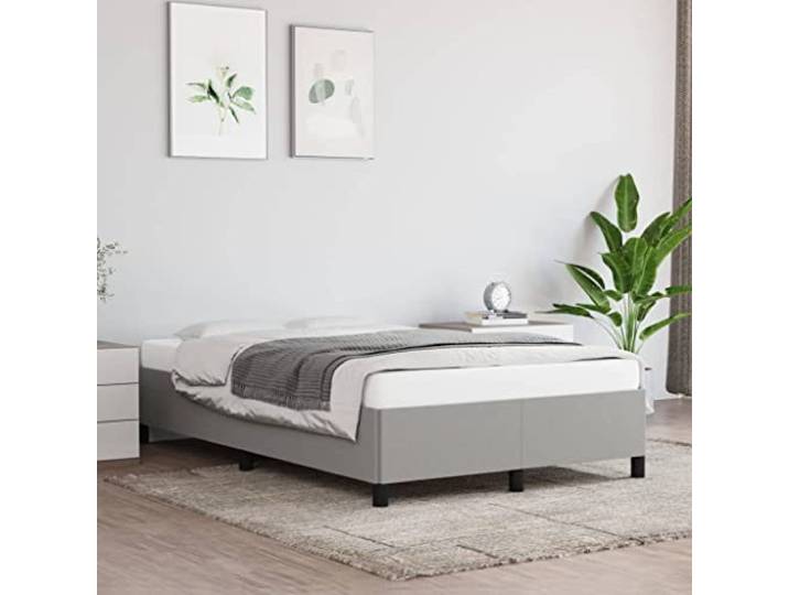 Strapazierfähiger Stoff Schlafzimmer Bettgestell Grau 120x200 cm Bettgestell ohne Matratze Hellgrau 120x200 cm Stoff mit Kopfteil Stabiler Lattenrost Metallbeine Schlafzimmer Möbel