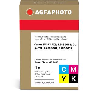 AgfaPhoto kompatibel für Canon PG-545XL + CL-546XL,  Tinte, Multipack, 15ml + 13ml, schwarz + color