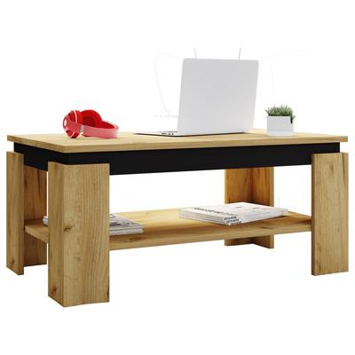 Couchtisch VCM "Holz Sofatisch Couchtisch Beistelltisch Rolas", schwarz (honig, eiche, schwarz), B:90cm T:53cm, Tische, Couchtisch
