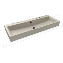Kaldewei PURO Aufsatz-Doppelwaschtisch, 1200x460 mm, Randhöhe 120 mm, Farbe grey 10, Perl-Effekt, Antidröhn, 2x3er Hahnlochbohrung mit Überlauf