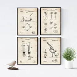 POSTER Set mit 4 Jahrgang Apotheke Patent A4 Rahmenlos