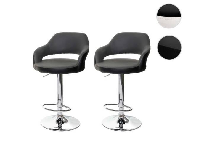 2x tabouret de bar MCW-F16 similicuir gris blanc
