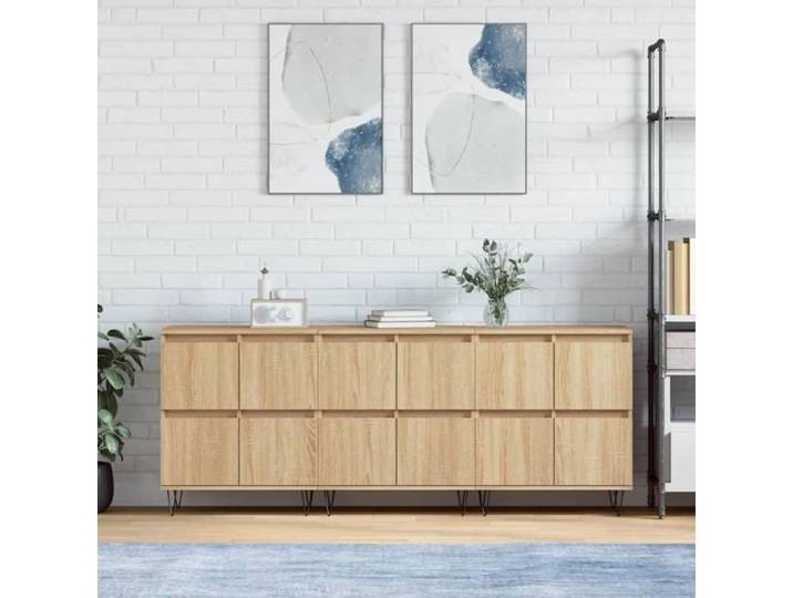Ensemble de 3 Buffets Finition Chêne Sonoma en Bois d'Ingénierie Réf. 2524