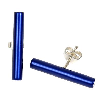Paar Ohrstecker DEMARIE "eloxiertes Aluminium blau", Damen, Gr. one-size, Metall, blau, Ohrringe
