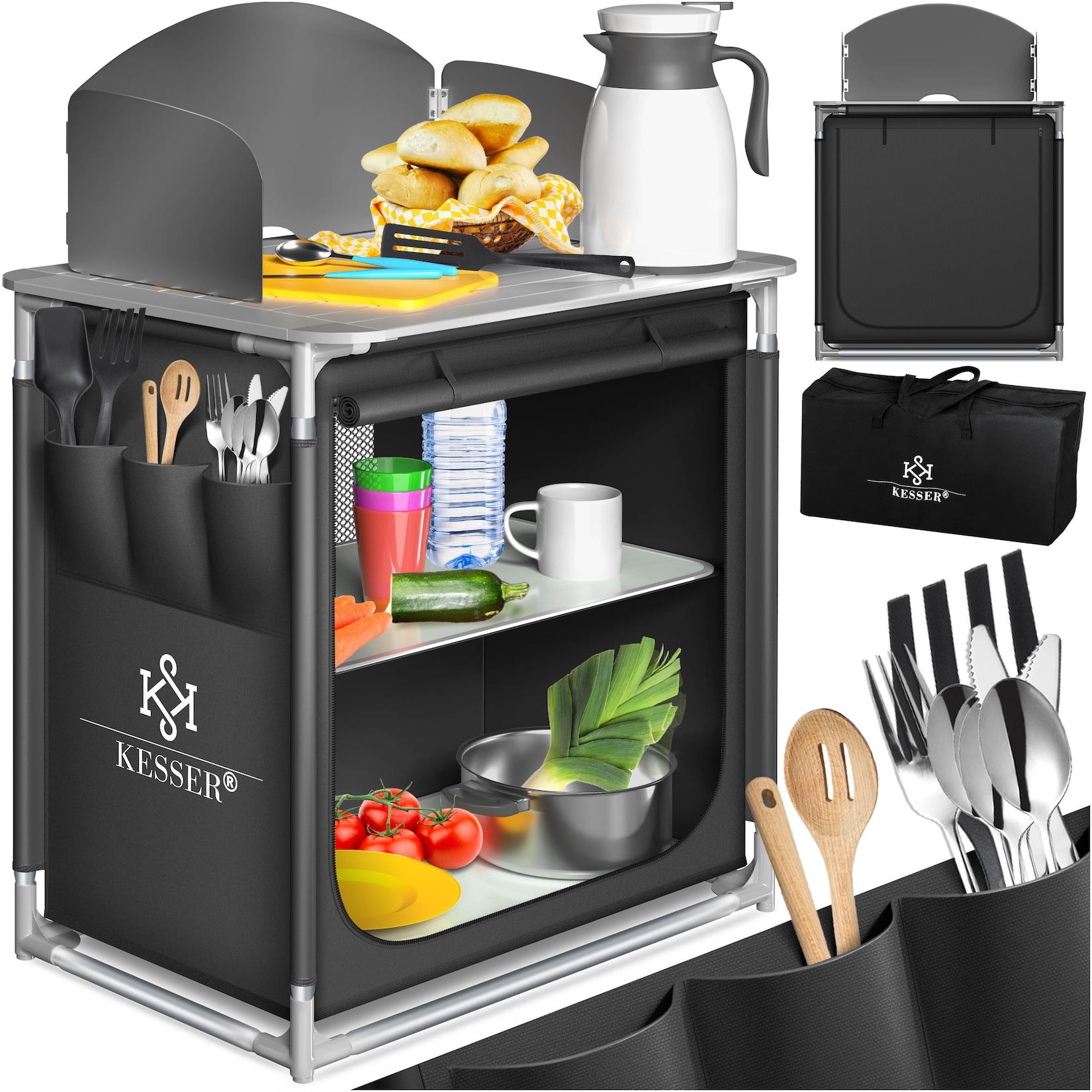 KESSER® Campingküche inkl. Tragetasche Mobile Outdoor Küche mit Aluminiumgestell Campingschrank Küchenbox Faltbare Reiseküche für Camping und Outdoor Modell wählbar
