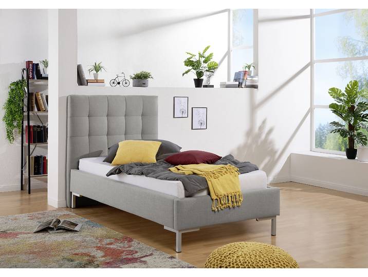 Polsterbett MAINTAL, grau, B:113cm H:117cm L:210cm, Betten, Polsterbett, Bettseiten zerlegt, ohne Bettkasten