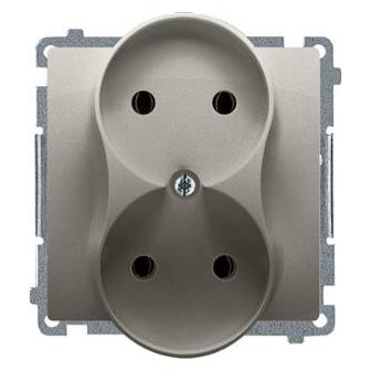 Kontakt Simon Simon Basic Doppelsteckdose ohne Erdung 16A satiniert (BMG2M.01 (WMUW-00200M-H011)