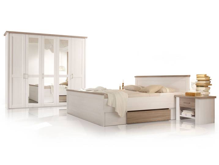 LUBA Komplett-Schlafzimmer, Material MDF, weiss piniefarbig /