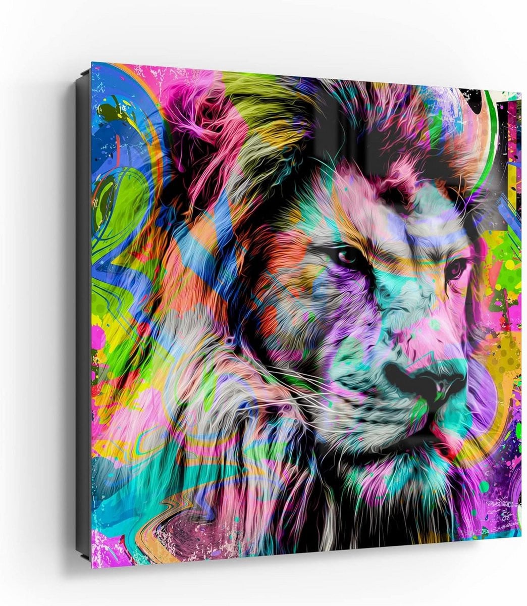 Glazen Sleutelkast met 50 Haken en Magnetisch Bord - Kleurexplosie Design