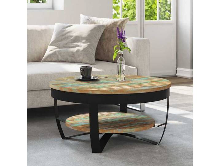 Moderne Table Basse de Salon 1 pièce Bois massif de récupération - 65x32 cm - Bout de Canapé @FR 7590