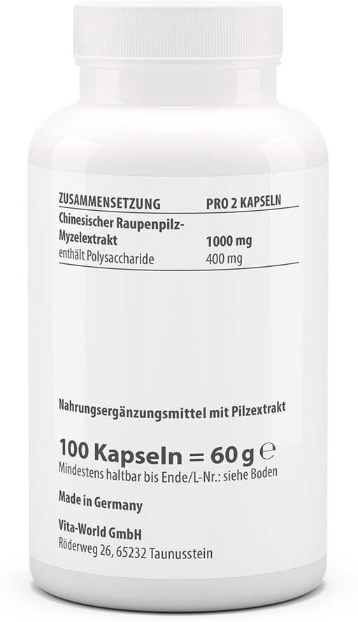 vitaworld Cordyceps Extrakt 500 mg CS4 40% Polysacchar.Kaps. 100 St Kapseln