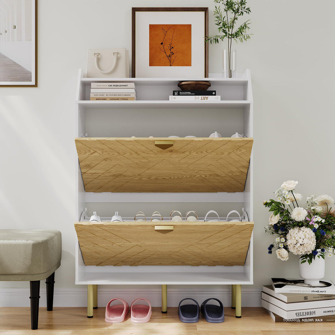 Brambly Cottage 20 Pair Solid Wood Shoe Storage Cabinet White 20