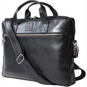 Exacompta Laptoptasche Exactive, 17437E, schwarz, wasserabweisend, Echt Leder, bis 14 Zoll