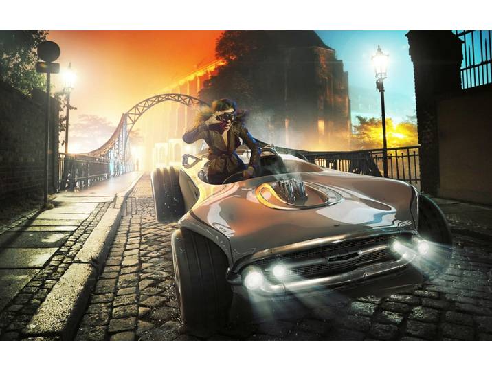 Fototapete PAPERMOON RETRO AUTO-ALTSTADT FANTASIE VINTAGE SPORT RACING XXL , bunt, B:4,5m L:2,8m, Vlies, Tapeten, Fototapete