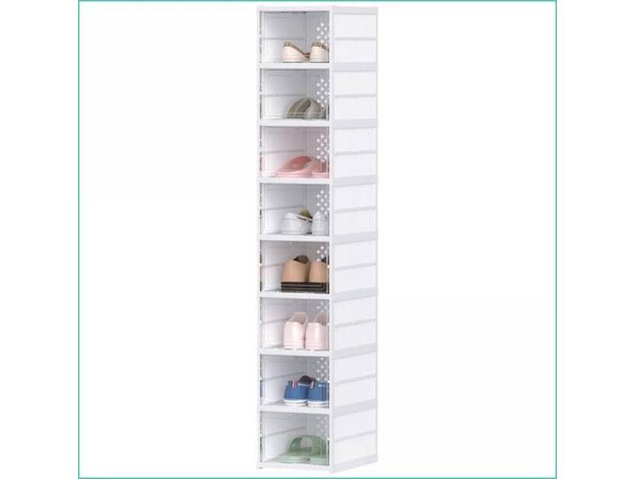 Étagère à chaussures - 8 boîtes empilables pliables portes transparentes - Blanc