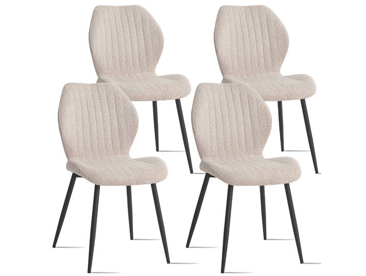 EGOONM-Lot de 4 chaises de salle à manger rembourrées, en tissu lin, avec pieds métalliques, pour cuisine, balcon, restaurant, maison, 73