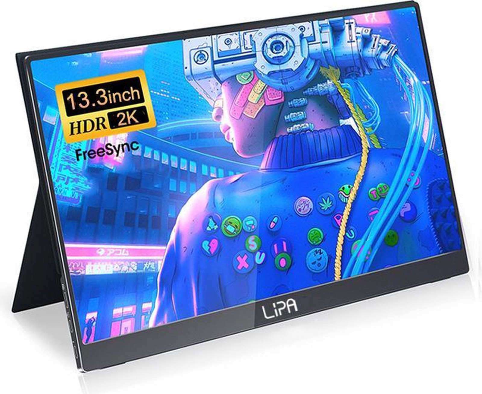Lipa HDR-50 Draagbare Monitor 2K, 13,3 inch - Externe Gaming Monitor voor Laptop