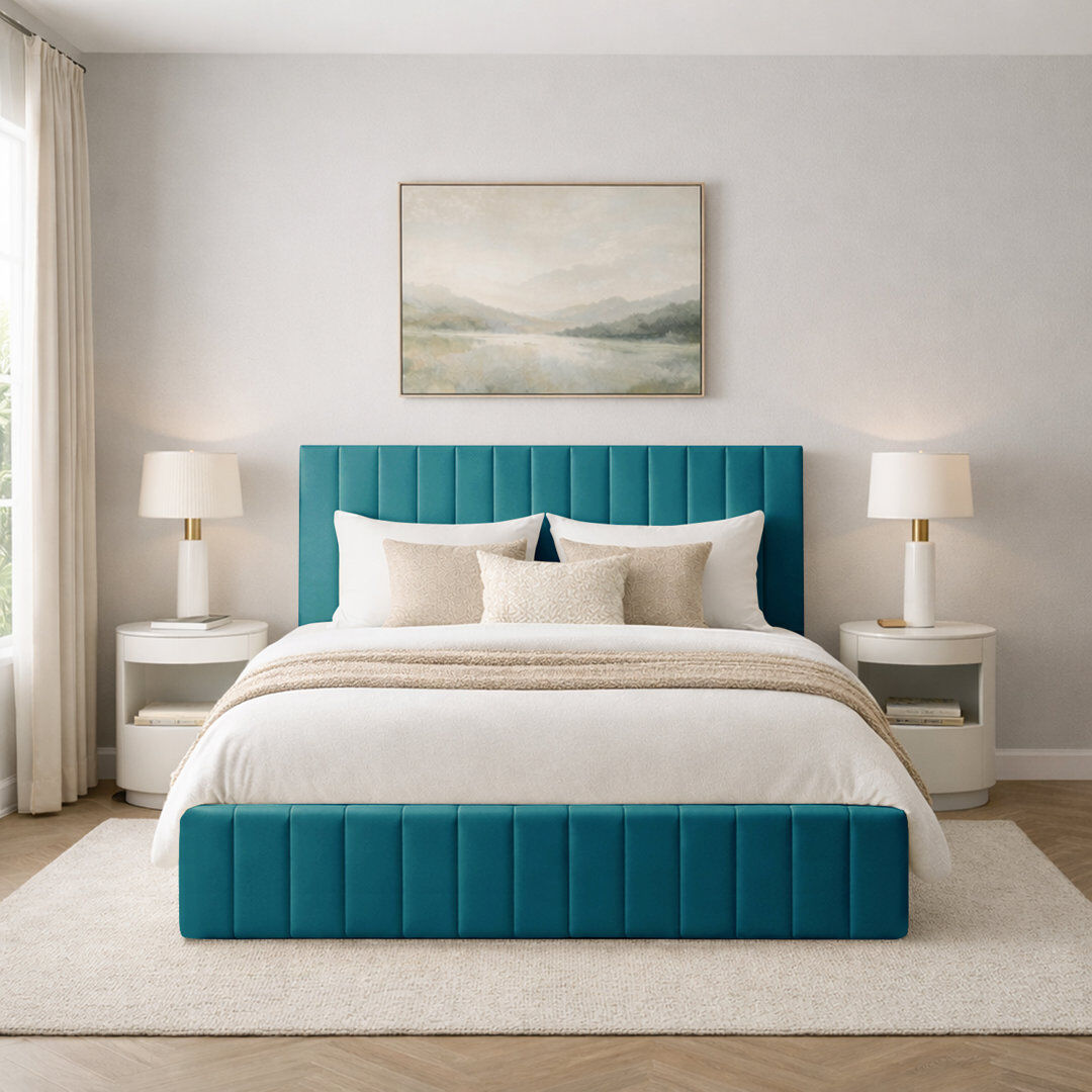 17 Stories Morgana Upholstered Storage Bed Frame Mallard Double (4'6)