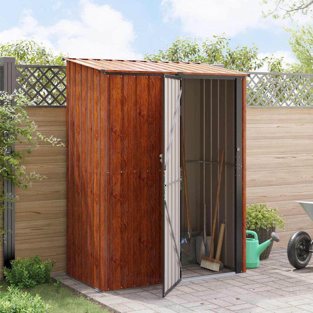 Vidaxl Garden Sheds Metal Outdoor Structures Storage Modern Weather Resistant Brown/Black 153.5cm W X 86cm D X 200cm H