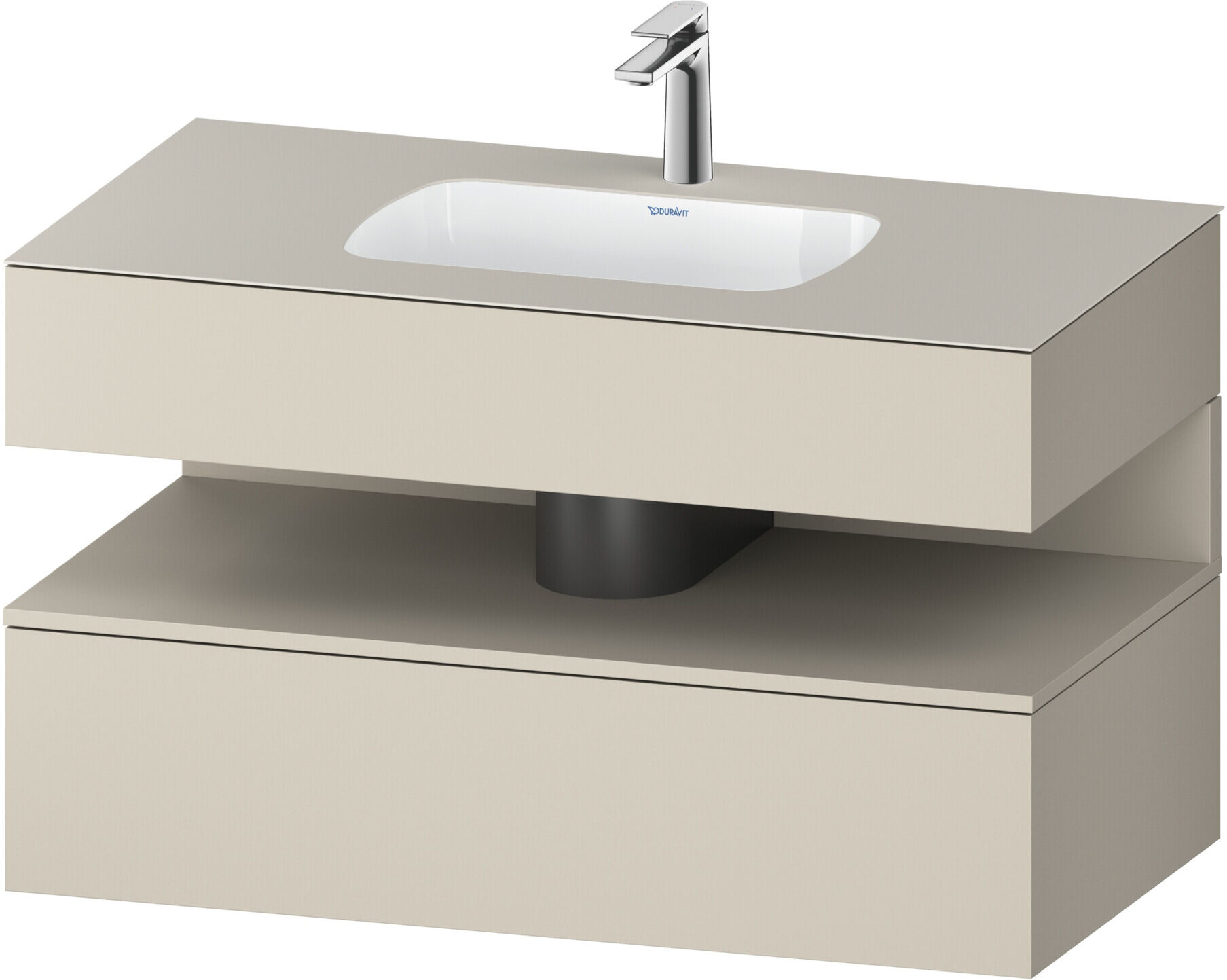 Duravit Einbauwaschtisch-Möbel-Set Qatego 100x55x60cm, Tau matt, Konsolen-Waschtischunterbau (QA4786083830000)